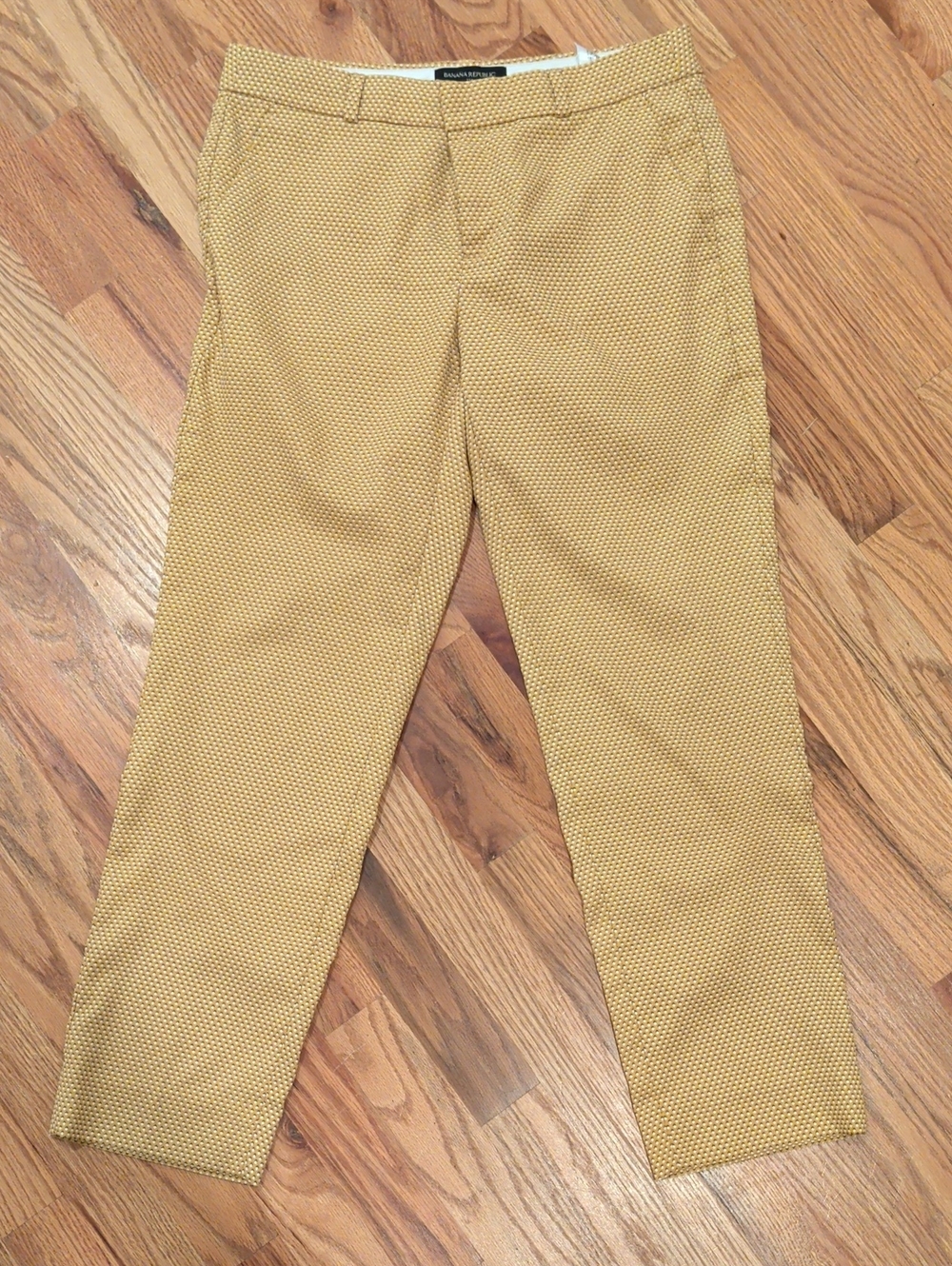 Banana Republic Cropped Textured Mustard Trousers